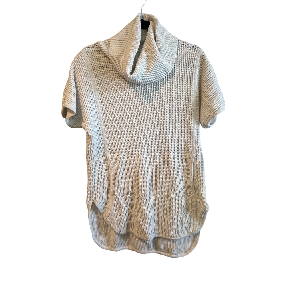 UGG Australia Womens Cream Waffle Knit Cowl Neck Short Sleeve Sweater Large